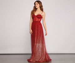 Vestido formal Cressida con purpurina y corte A