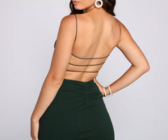 Vestidos formales de sirena con abertura alta de Nayeli