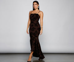 Phoebe Formal Velvet Flocked Mermaid Dresses