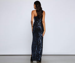 Clarissa One-Shoulder Sequin Formal Dresses