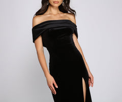 Olivia Formal Velvet Off-The-Shoulder Maxi Dresses