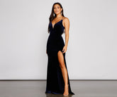 Akia Formal High Slit Velvet Dresses