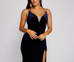 Akia Formal High Slit Velvet Dresses