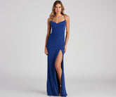 Alondra Cowl Neck Metallic Glitter Formal Dresses