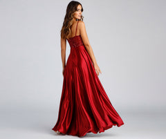 Brookelle Sequin Sweetheart Satin Formal Dresses