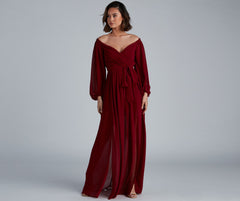 Britt Off-The-Shoulder Chiffon Formal Dresses