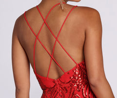 Salma Formal Sequin Scroll Print Dresses