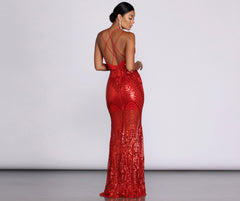 Salma Formal Sequin Scroll Print Dresses