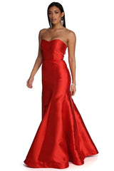 Vestidos formales de trompeta de satén Sarah