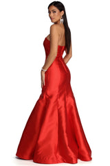 Vestidos formales de trompeta de satén Sarah
