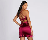 Ruffle Hem Satin Mini Dresses