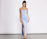 Slit Decision Ruched Maxi Dresses