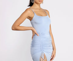 Vestidos largos fruncidos con aberturas