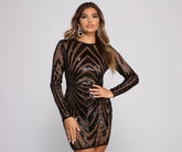 Sequin Beauty Long Sleeve Mini Dresses
