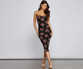 Romantic Vibes Floral Mesh Midi Dresses