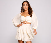 So Sweet Ruffled Cutout Skater Dresses