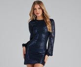 Party Sequin Balloon Sleeve Mini Dresses