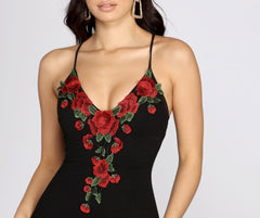 Bodycon-Kleider mit Rosenstickerei