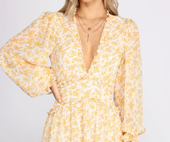 Vestidos de gasa con volantes y estampado floral de primavera