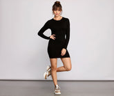 Chic Ribbed Knit Basic Mini Dresses