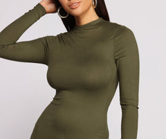 All About Knit Mock Neck Mini Dresses