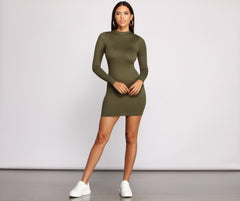 All About Knit Mock Neck Mini Dresses
