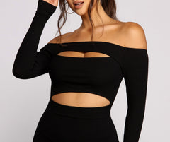 Off The Shoulder Ribbed Knit Cutout Mini Dresses