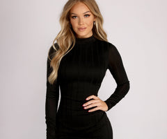 Basic Side Slit Ribbed Knit Mini Dresses