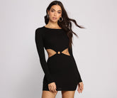 Ribbed Knit O-Ring Mini Dresses