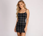 Perfect Look In Plaid Knit Mini Dresses