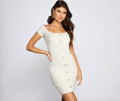 Off The Shoulder Ribbed Knit Mini Dresses