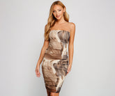 Abstract Beauty Mesh Midi Dresses