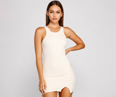 Chic Crew Ribbed Knit Mini Dresses