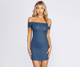 Off Shoulder Glitter Mini Dresses