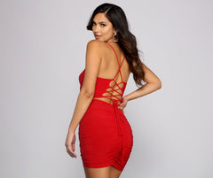 Ruched to The Max Lace Up Mini Dresses