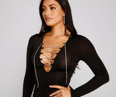 Bring On The Glitz Lace-Up Mini Dresses