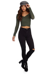 Top corto de punto Cross It Off