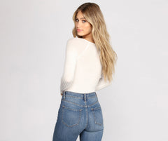 Crochet Beauty Ribbed Knit Bodysuit