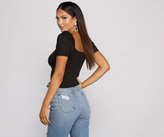 Top de cintura corsé de punto cepillado