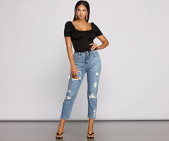 Top de cintura corsé de punto cepillado