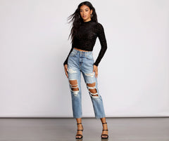 Top corto con estampado de leopardo flocado Sassy Stunner