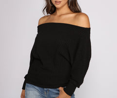 Schulterfreie Tunika aus Rippstrick