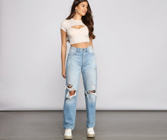 Chic Cuts – Geripptes Crop-Top aus Strick