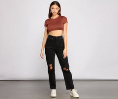 Basic Must-Have Strick-Crop-Top