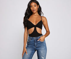 Basic-Bodysuit aus Rippstrick mit Cut-outs