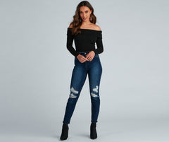 Cozy Knit Off-The-Shoulder Top