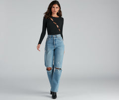 Schicker Bodysuit mit Schlüssellochausschnitt und langen Ärmeln