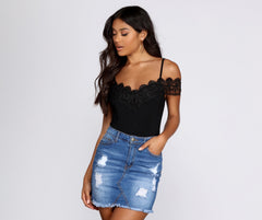 Body con detalles de crochet