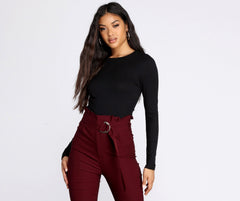 Basic-Ripp-Top mit Rundhalsausschnitt