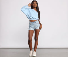 Sudadera básica con escote de un solo hombro